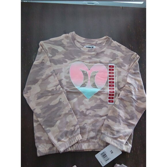 Hurley Youth Kids  2 Piece Long Sleeve & Pant Set Jogger Sweats Chamo Size 7/8 - Picture 1 of 3